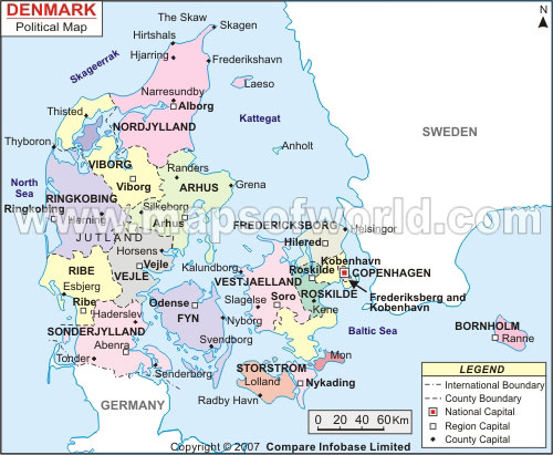 provinces carte danemark
