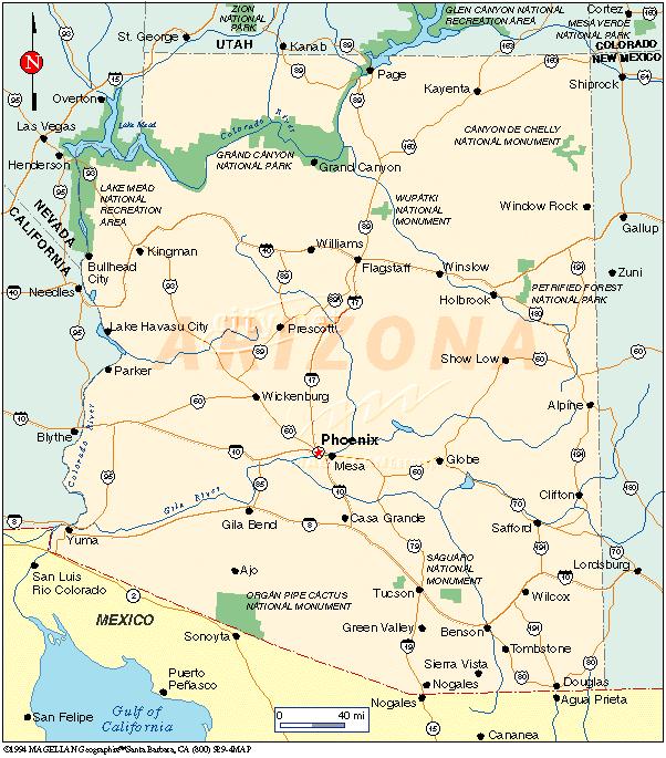 arizona touristique carte