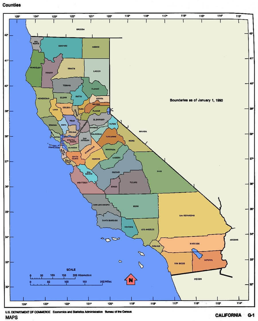 californie carte 1990