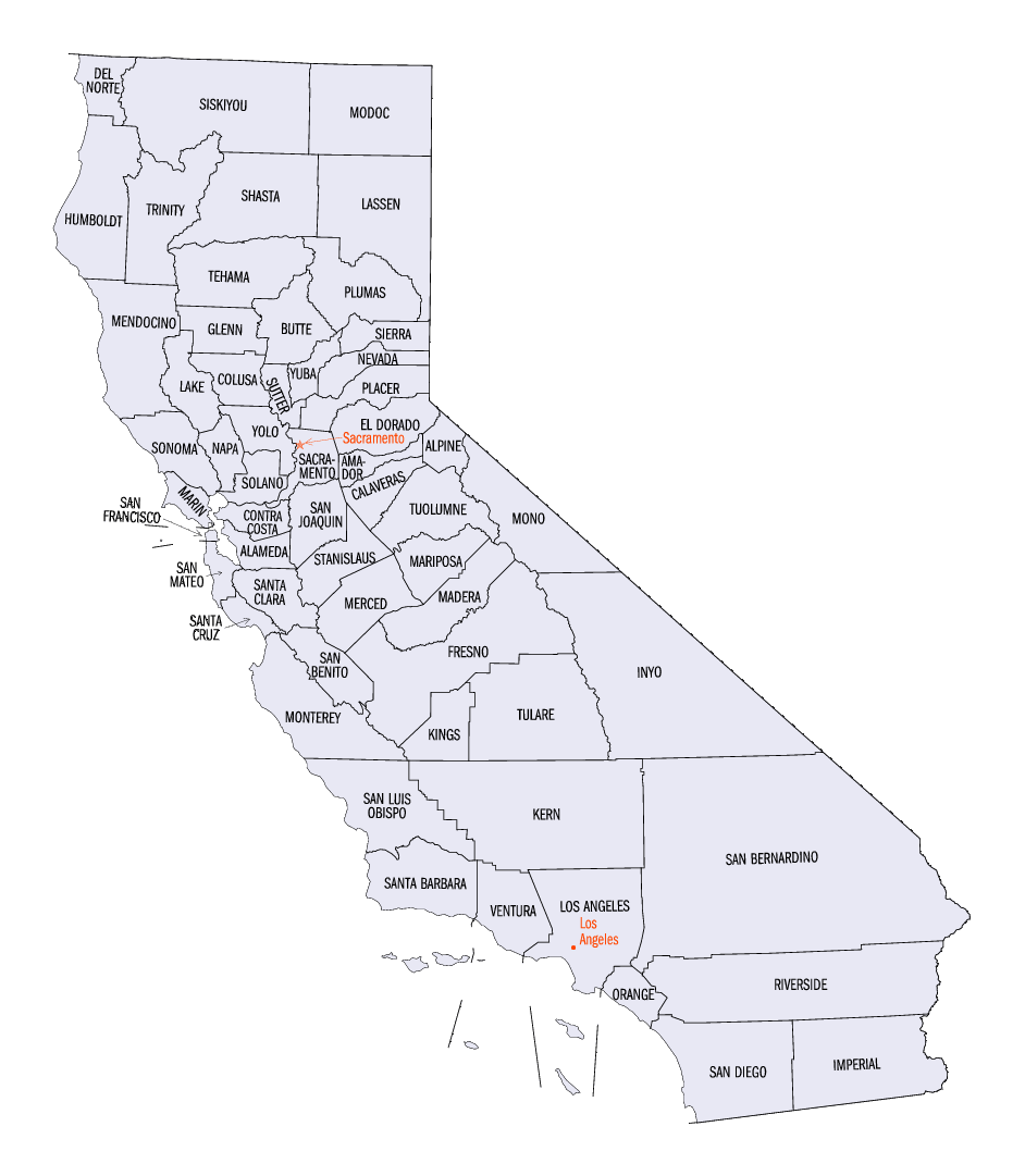 californie carte comtes