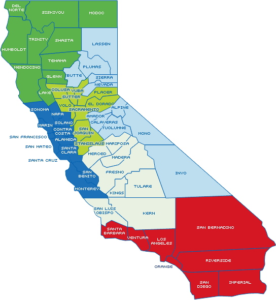 californie comte carte