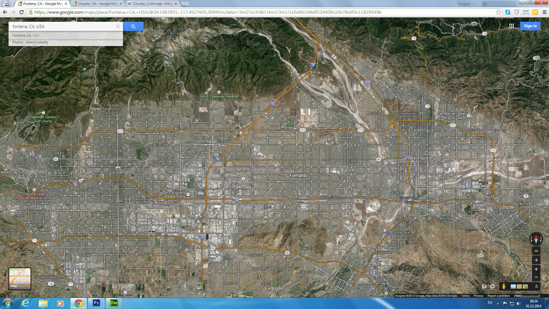 fontana carte californie eu satellite