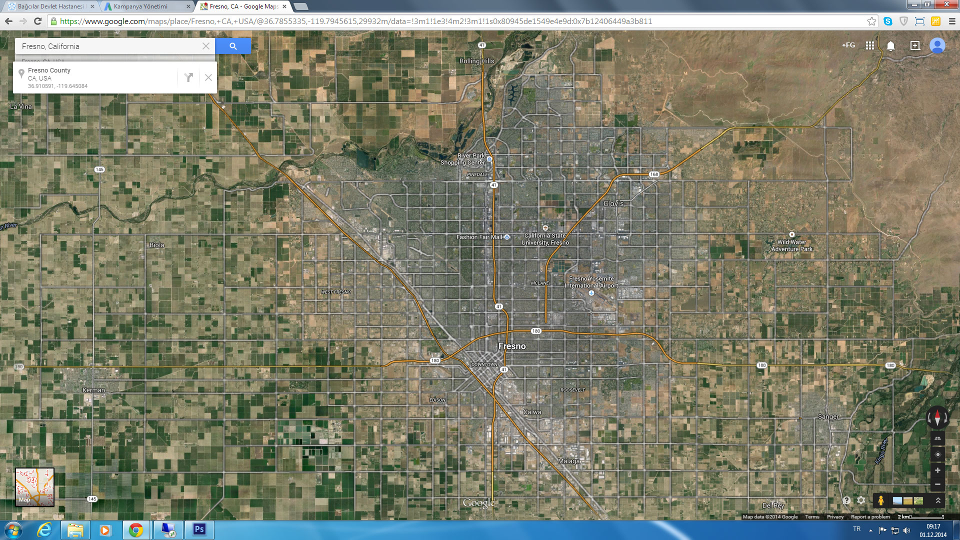 fresno carte californie eu satellite