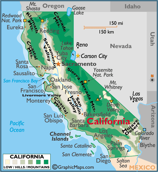 geographique carte de californie