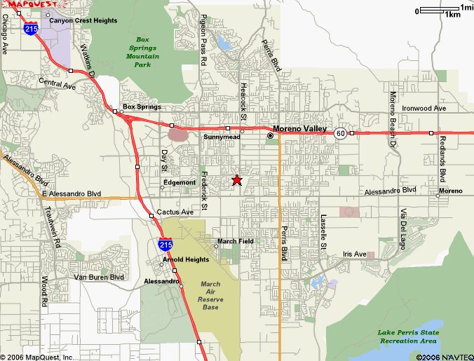 moreno Valley route carte