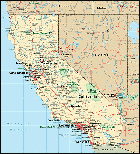 physique carte californie