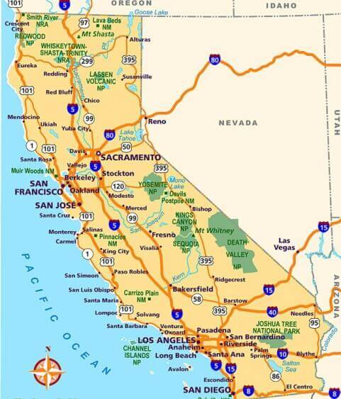 route carte californie