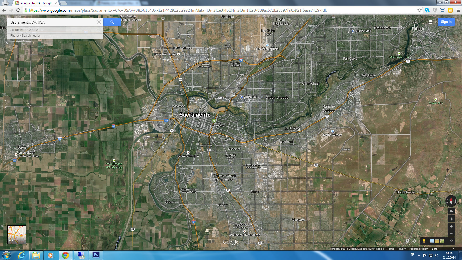 sacramento carte californie eu satellite