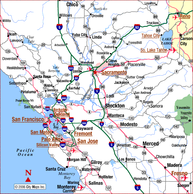 sacramento north californie carte