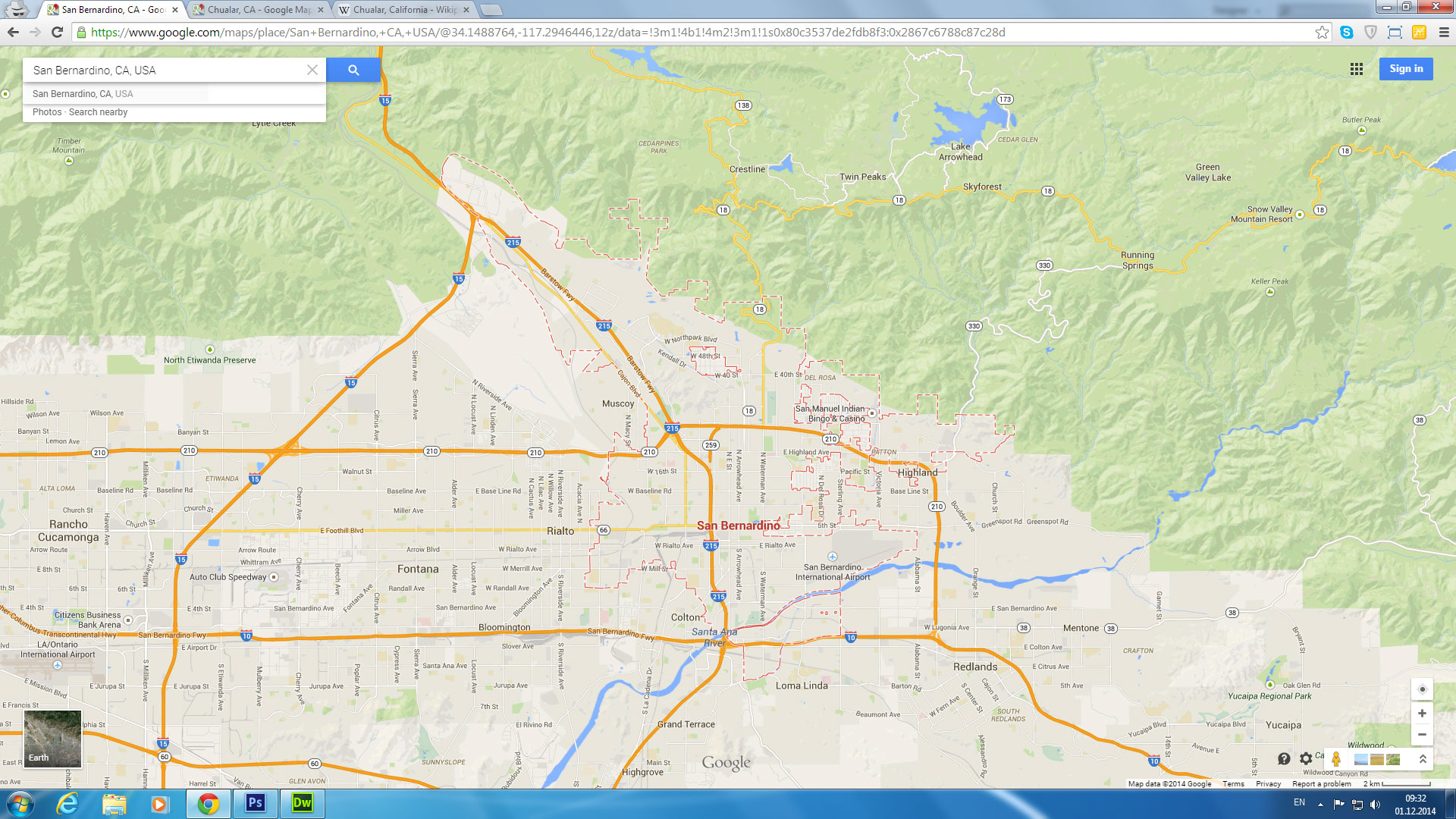 san bernardino carte californie eu