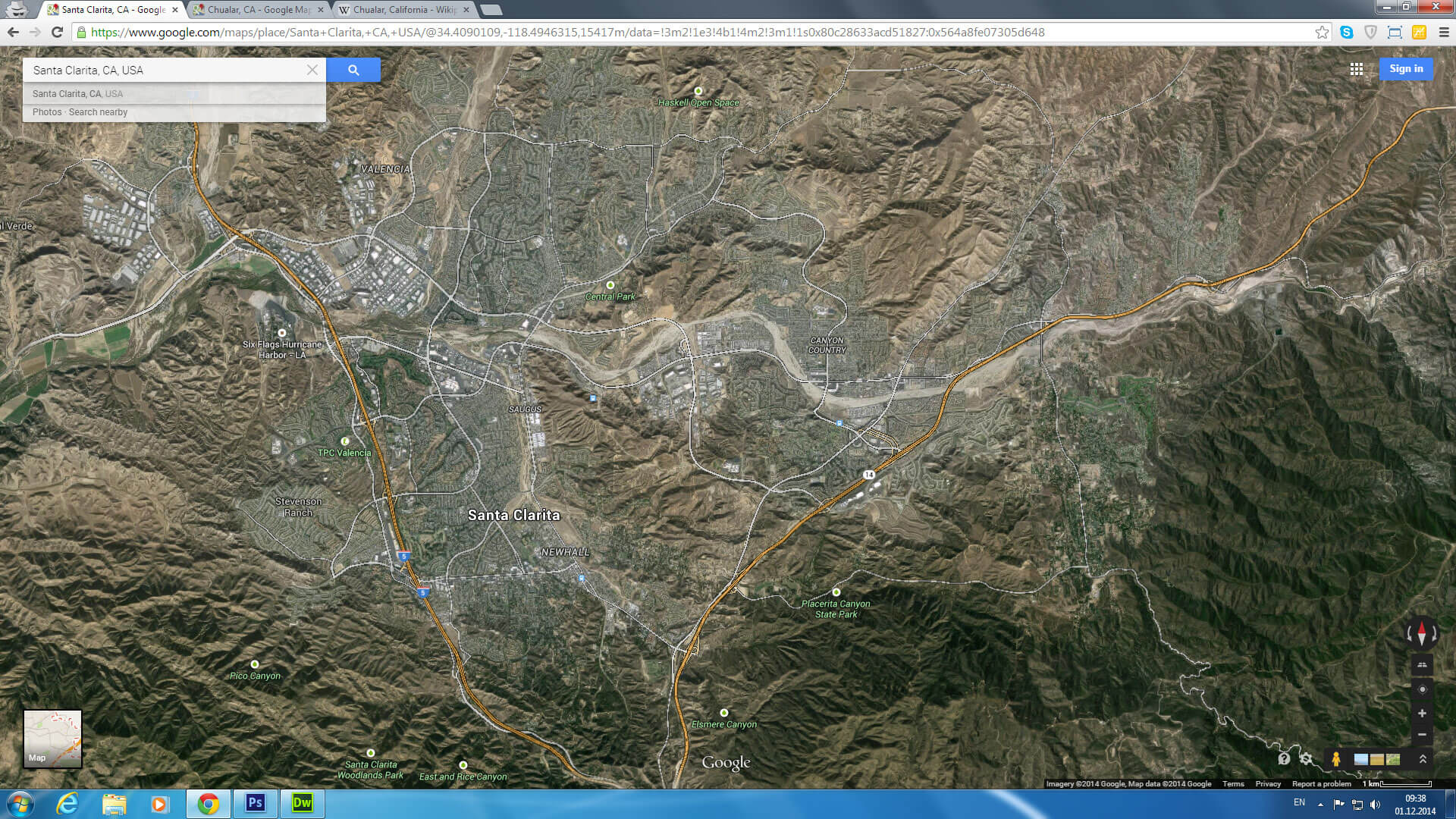 santa clarita carte californie eu satellite