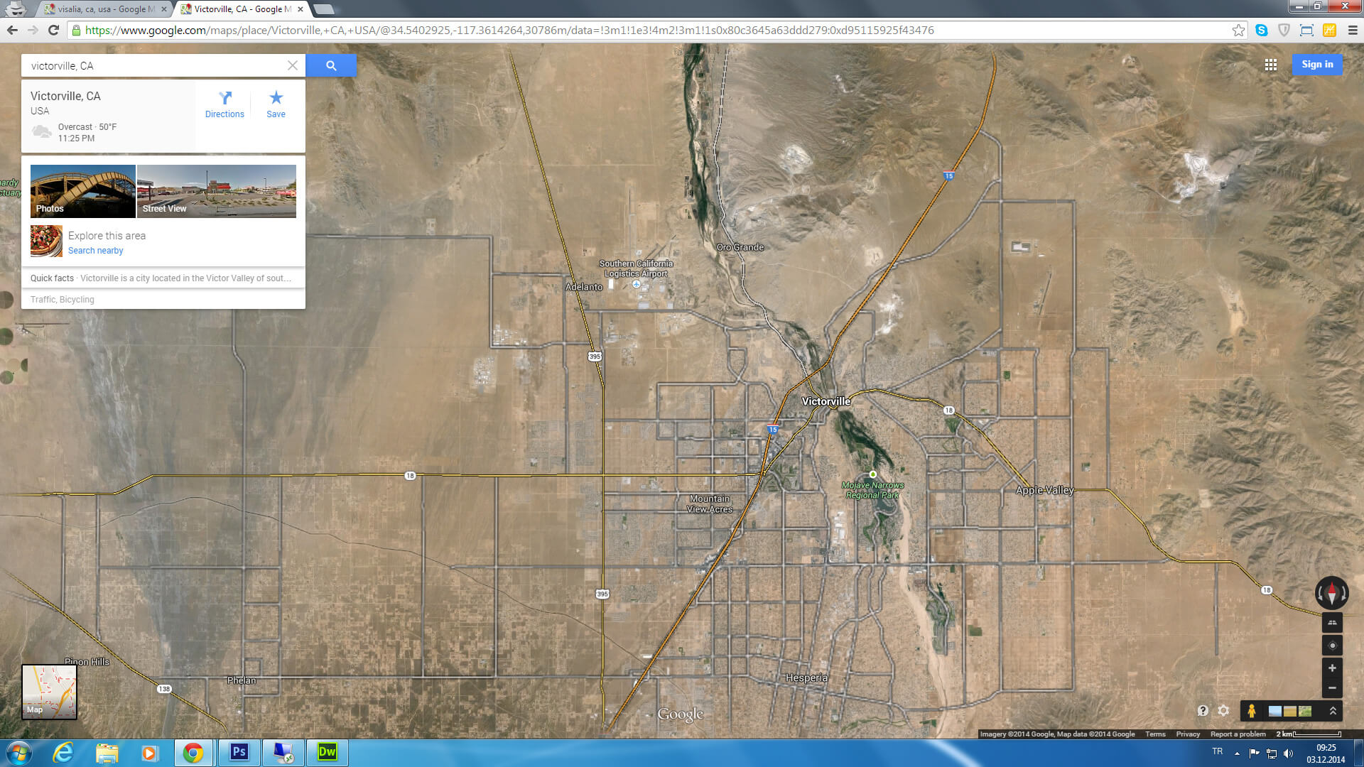 victorville carte californie eu satellite