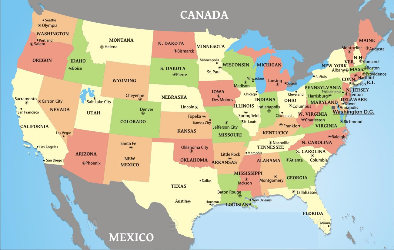 Carte du USA Papier Peint Grand