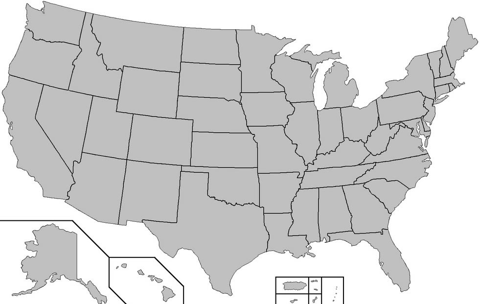 Carte Vierge du Etats Unis