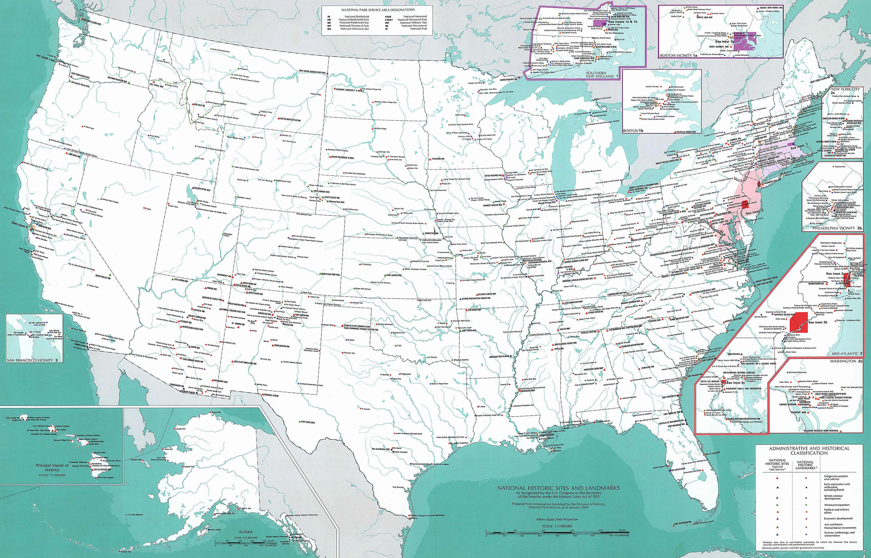 Etats Unis Historical Sites Carte