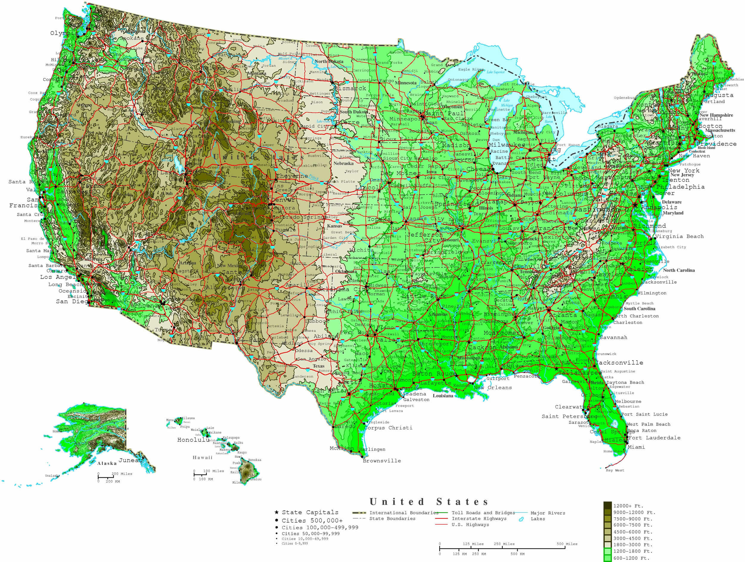 Etats Unis Population densite Villes Carte