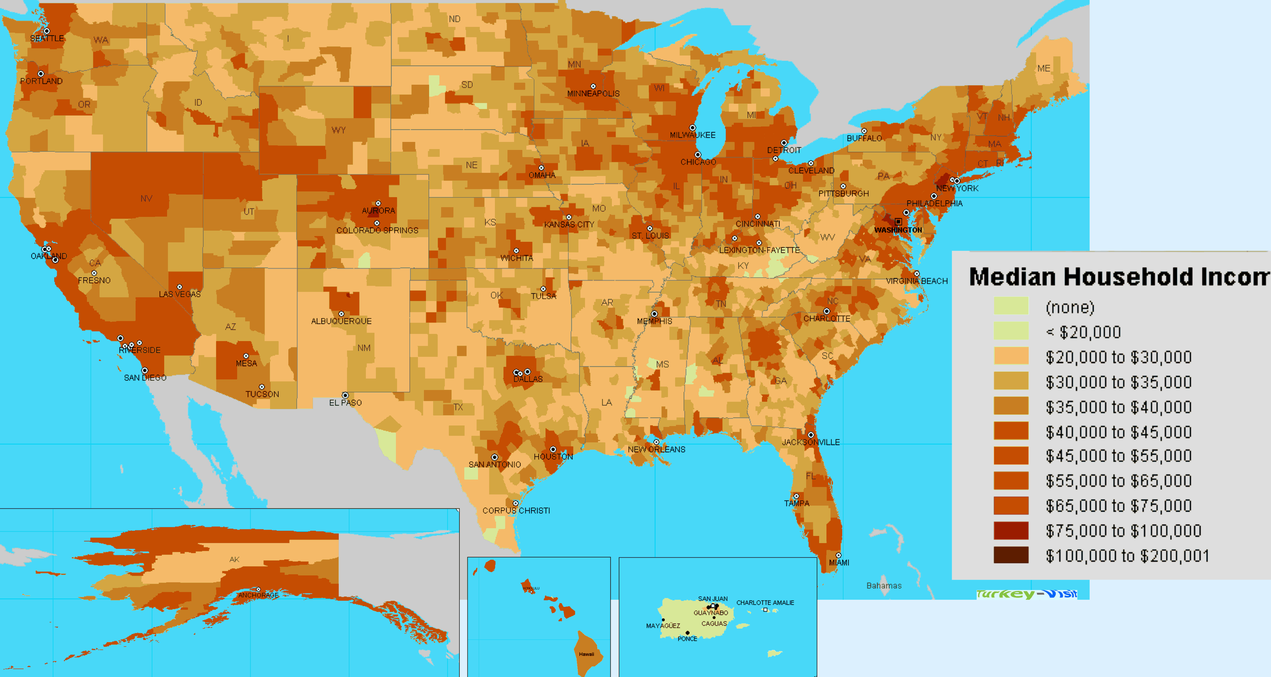 Etats Unis Revenu Carte Grand