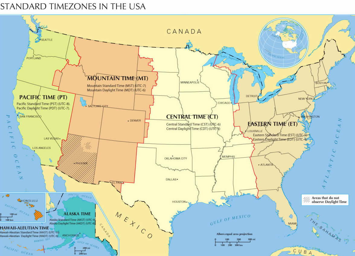 Etats Unis Timezones