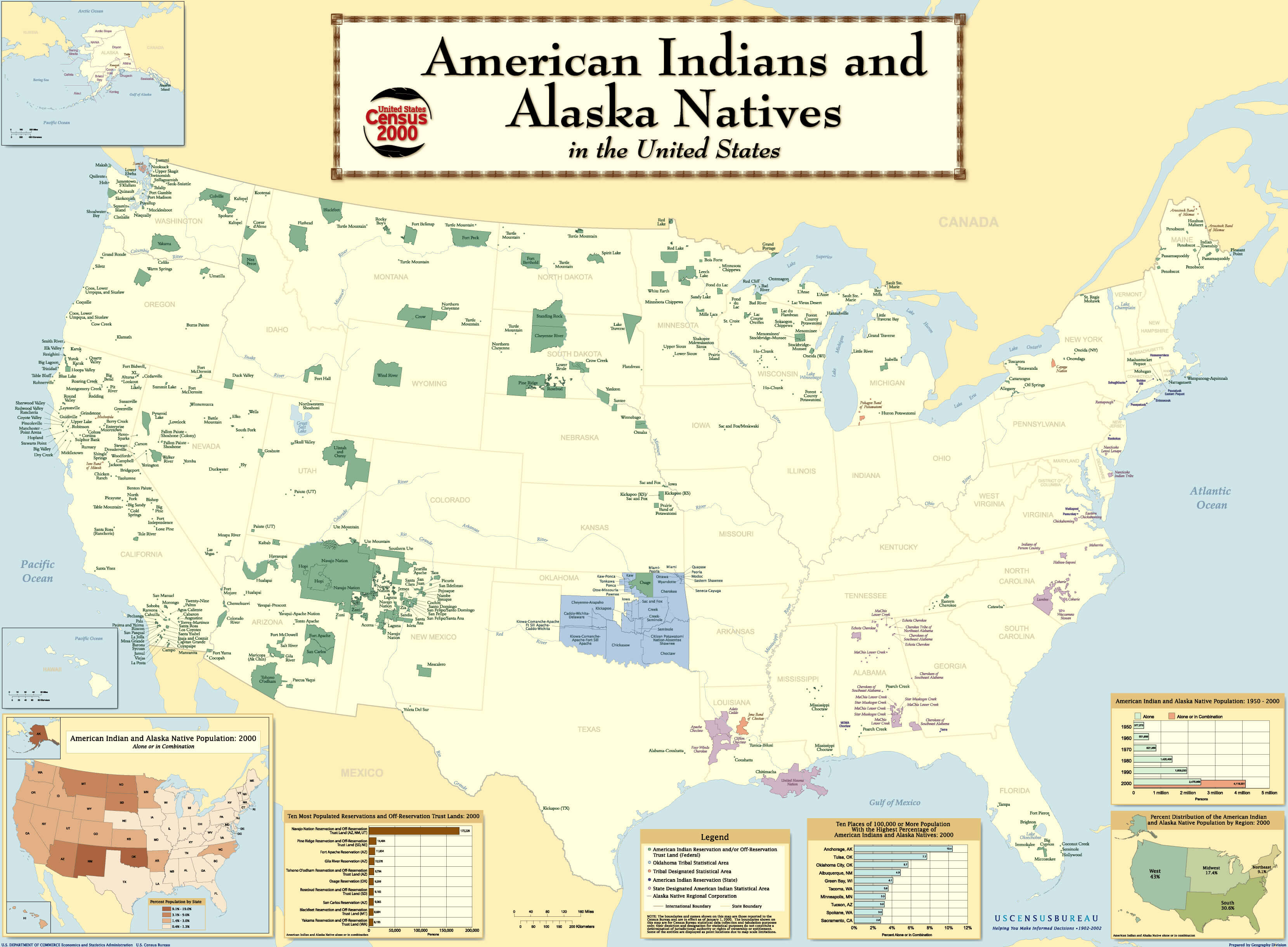 Etats Unis Tribus Indiennes Carte