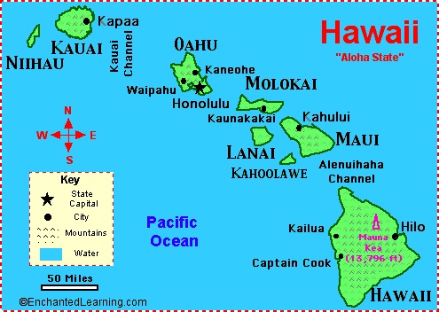 hawaii cartes Iles
