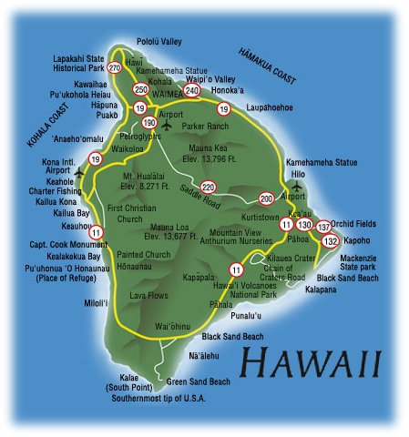 hawaii itineraire carte