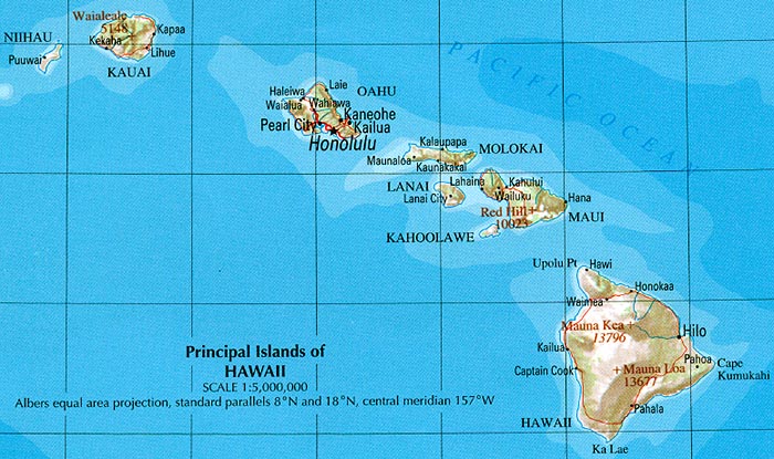 principal Iles du hawaii carte
