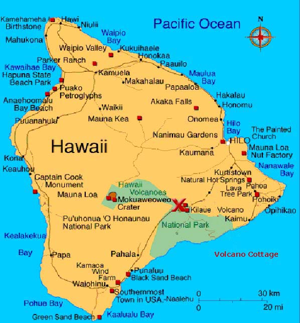 volcano cottage carte du hawaii