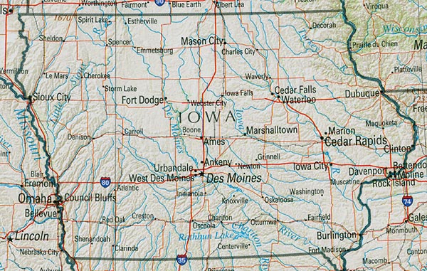 Iowa physique carte