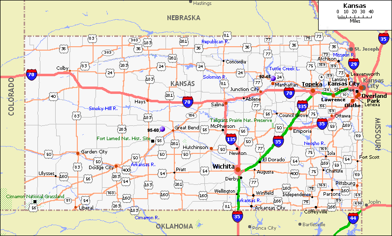 Kansas itineraire carte