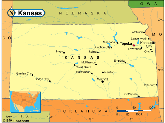 Kansas villes carte