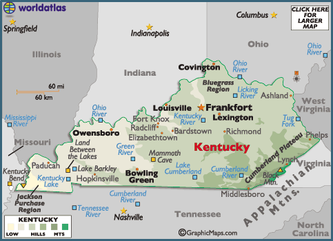 Kentucky etat carte