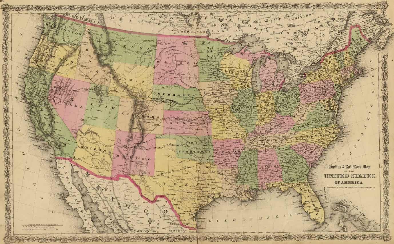 Les Etats Unis d'amerique Historical Carte