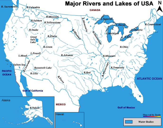 Major Rivieres Lacs of Usa