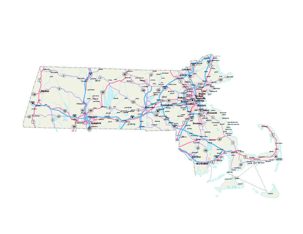 route carte du Massachusetts