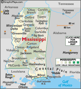 Mississippi ville carte