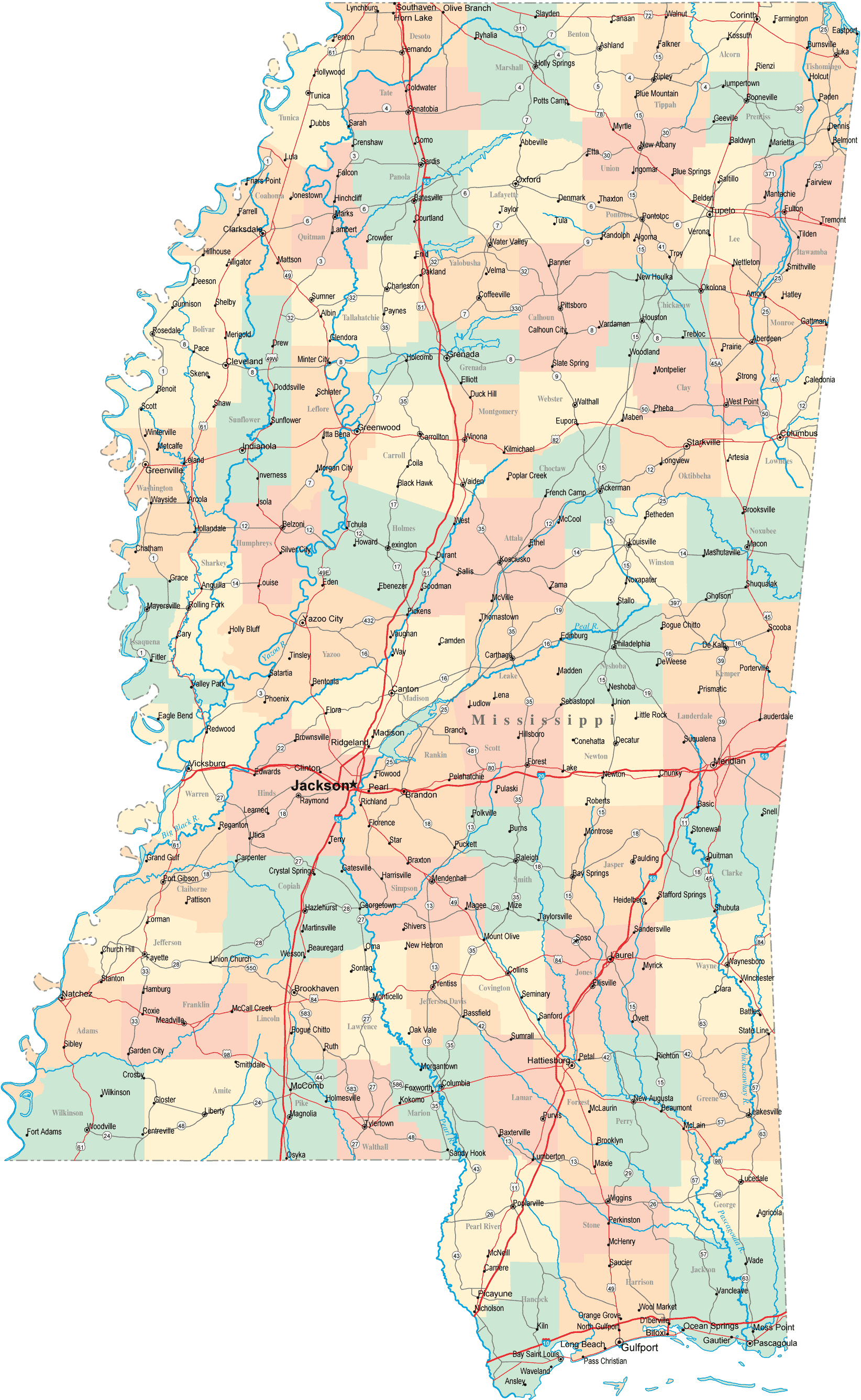 mississippi itineraire carte