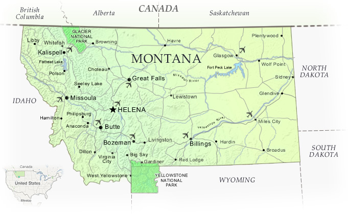 Montana national park carte