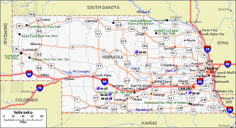Nebraska itineraire carte