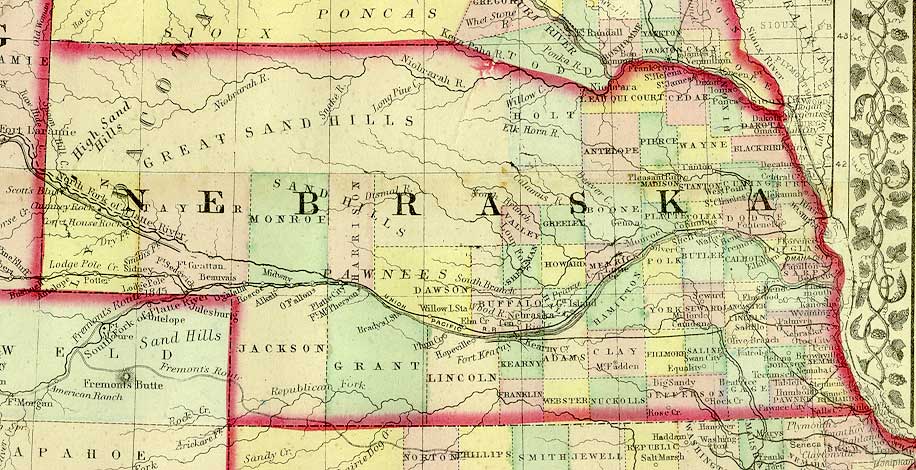 nebraska historique carte