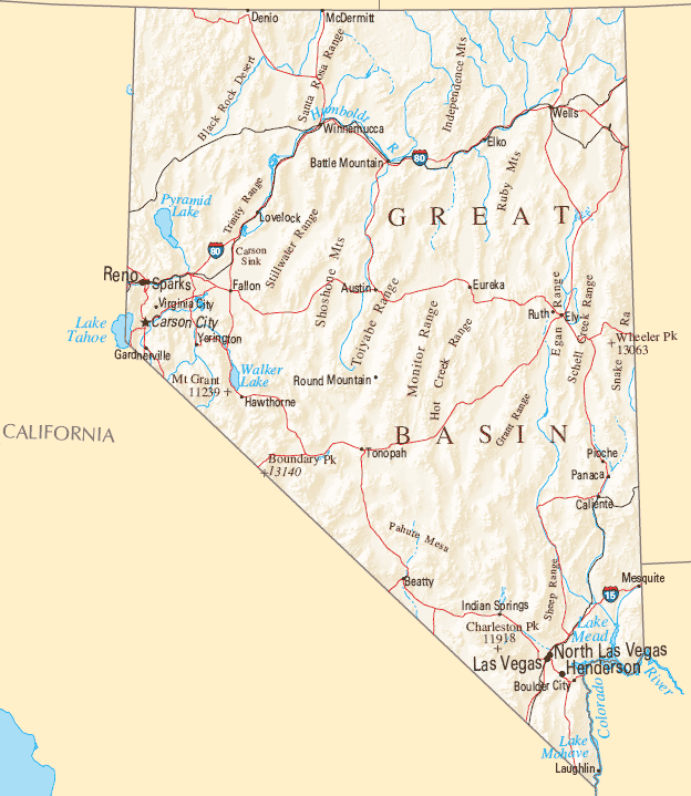 Nevada carte great basin