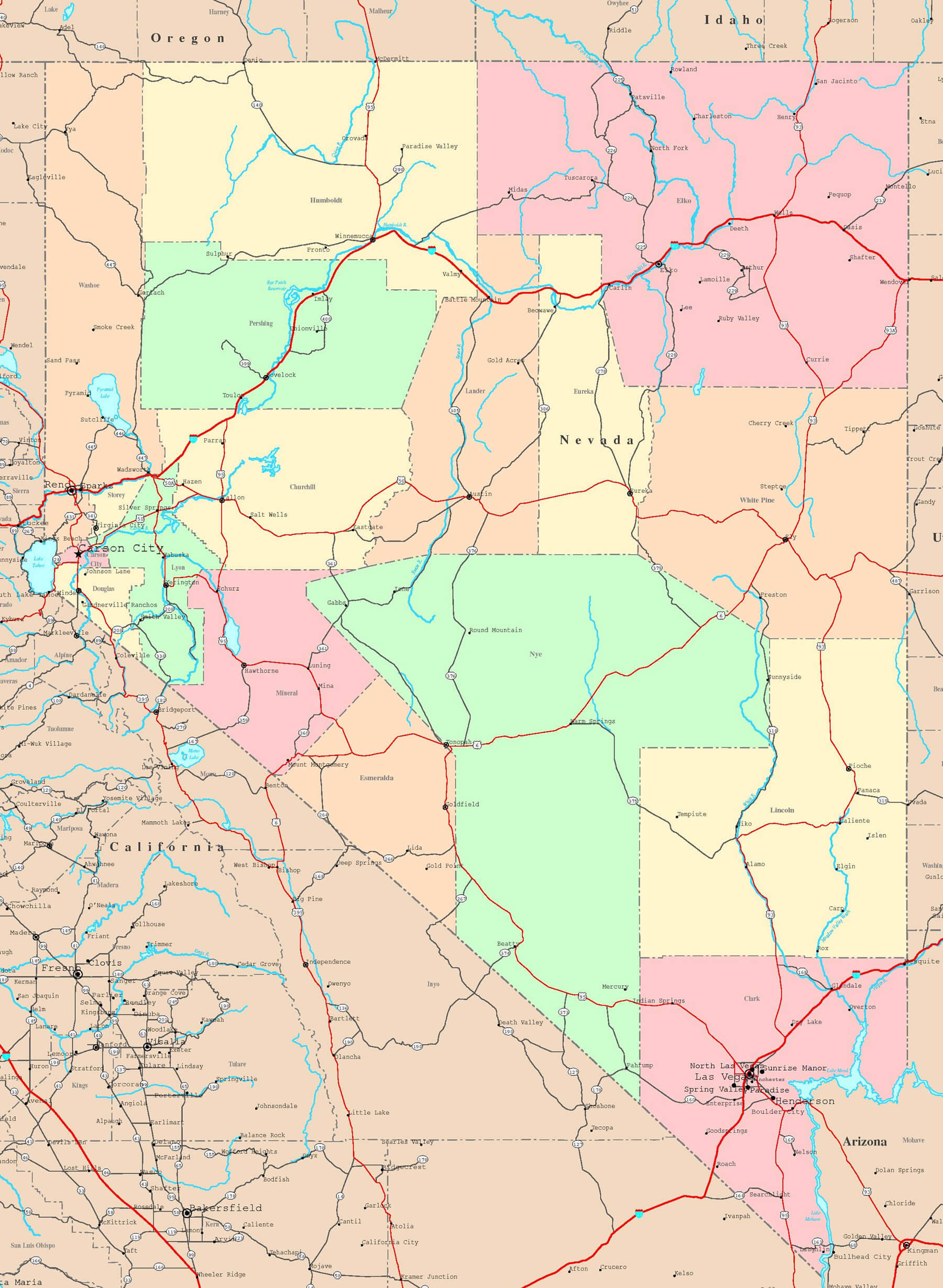 Nevada politique carte