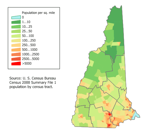 New Hampshire population carte