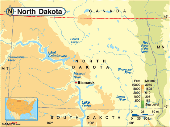 nord dakota carte usa