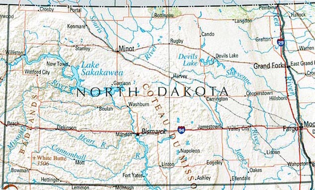 nord dakota etat carte