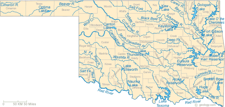 oklahoma rivieres carte