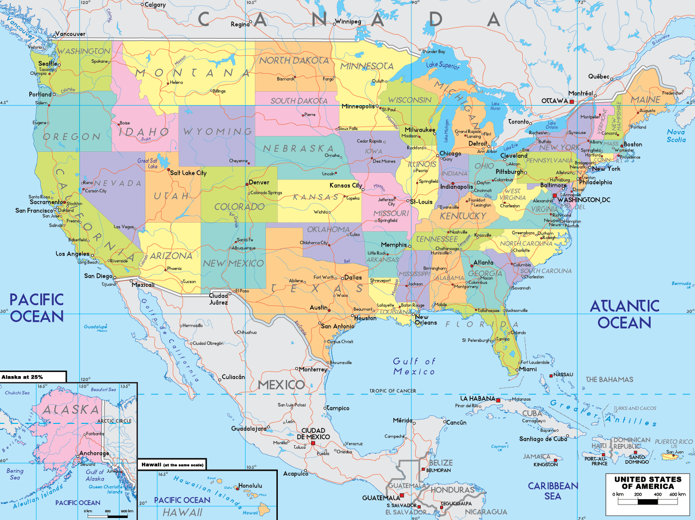 Usa Et Canada Carte