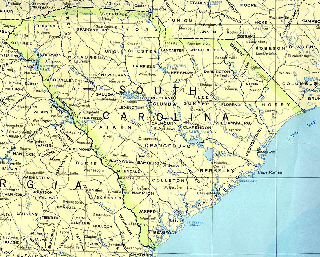 sud Carolina historique carte