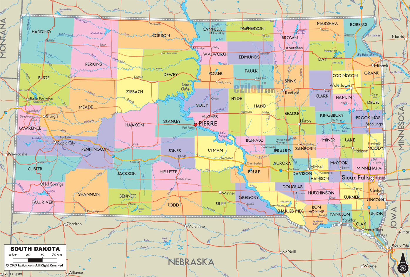 cartes du sud dakota