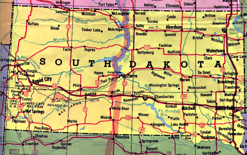 sud dakota politique carte