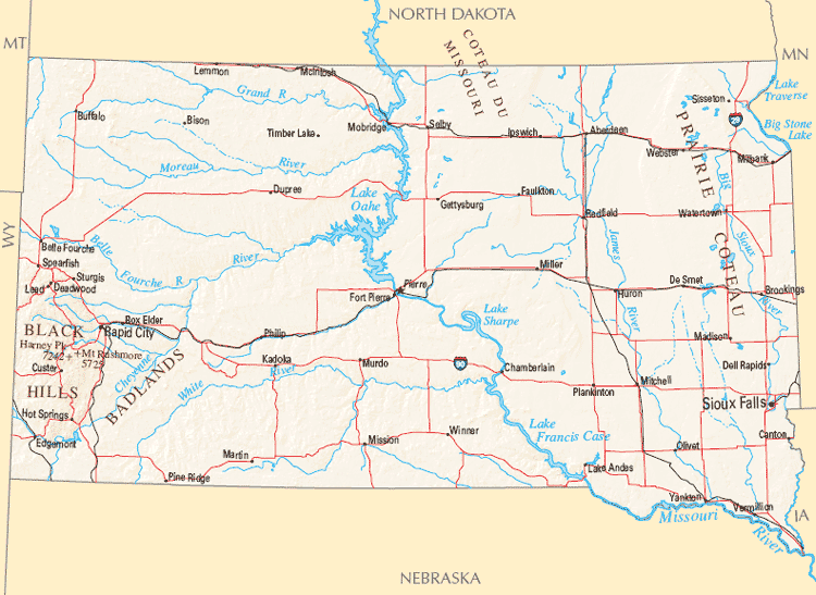 sud dakota reference carte